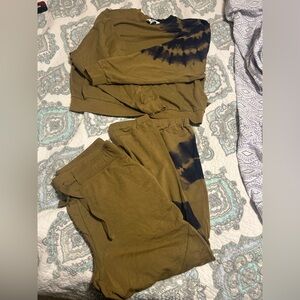 JoyLab Olive and Black Tie-Dye Jogger Set